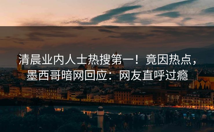 清晨业内人士热搜第一！竟因热点，墨西哥暗网回应：网友直呼过瘾