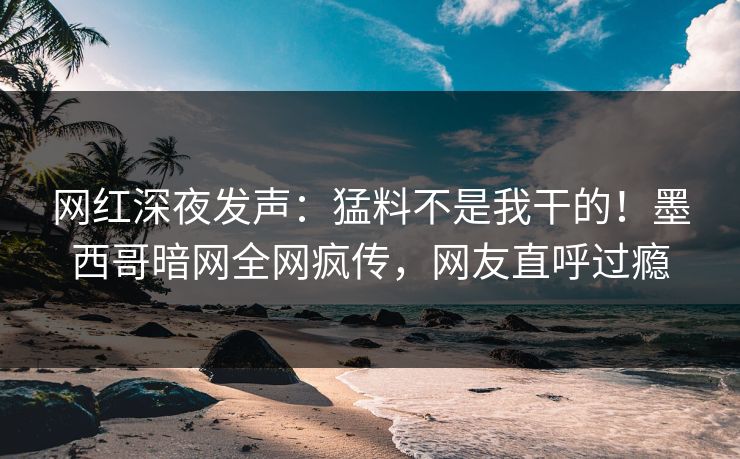 网红深夜发声：猛料不是我干的！墨西哥暗网全网疯传，网友直呼过瘾