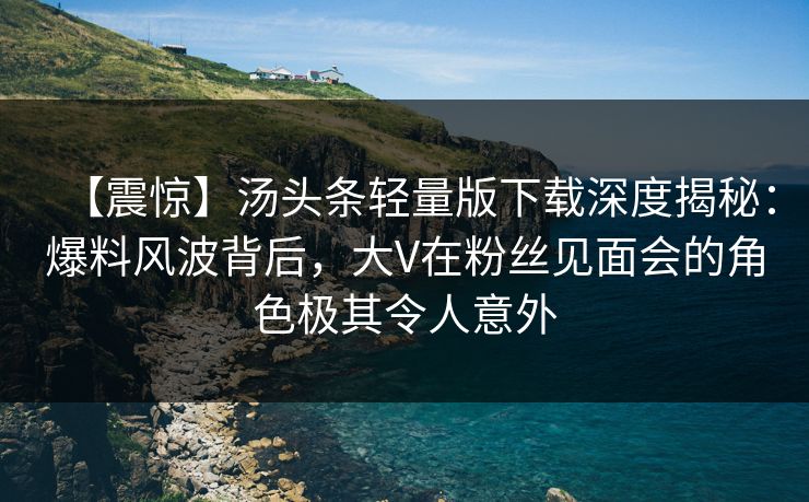 【震惊】汤头条轻量版下载深度揭秘：爆料风波背后，大V在粉丝见面会的角色极其令人意外