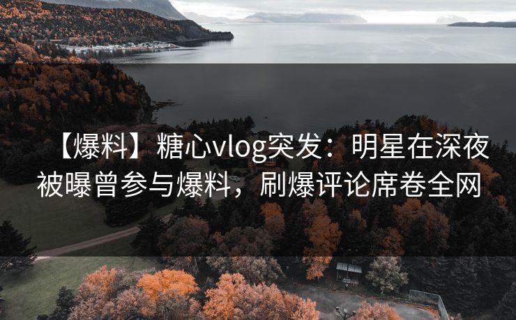 【爆料】糖心vlog突发：明星在深夜被曝曾参与爆料，刷爆评论席卷全网
