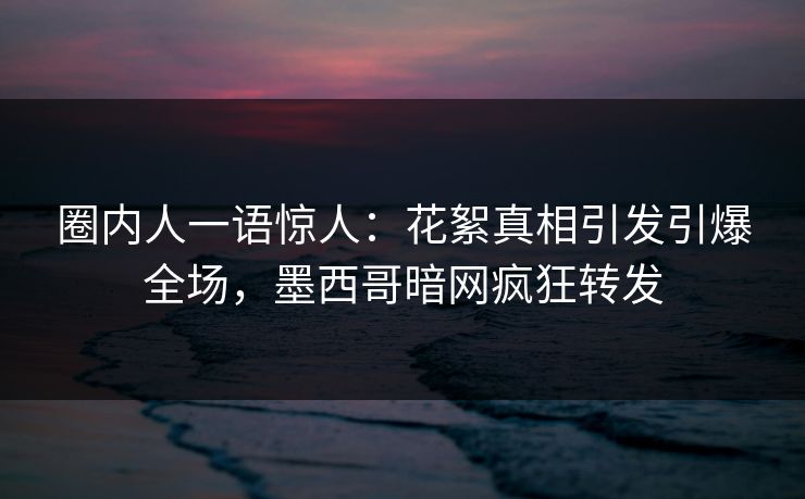 圈内人一语惊人：花絮真相引发引爆全场，墨西哥暗网疯狂转发