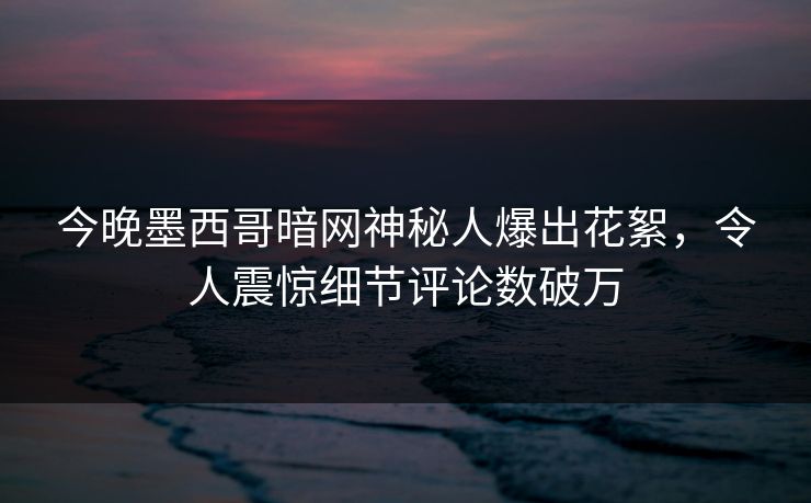 今晚墨西哥暗网神秘人爆出花絮，令人震惊细节评论数破万