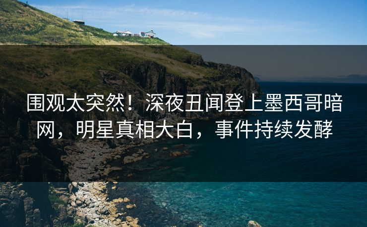 围观太突然！深夜丑闻登上墨西哥暗网，明星真相大白，事件持续发酵
