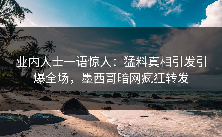 业内人士一语惊人：猛料真相引发引爆全场，墨西哥暗网疯狂转发