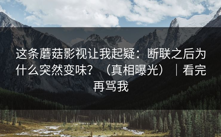 这条蘑菇影视让我起疑：断联之后为什么突然变味？（真相曝光）｜看完再骂我